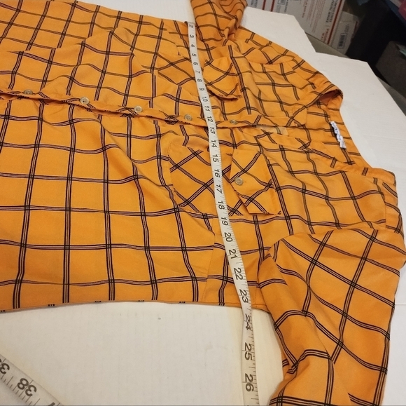 Notations yellow/ black window pane button down polyester top size XL - Picture 7 of 8